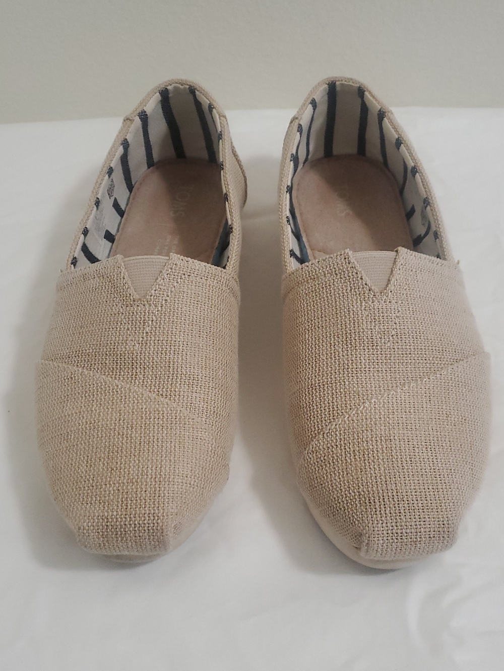 Toms Beige Woven Slip-On Flats Alpargata